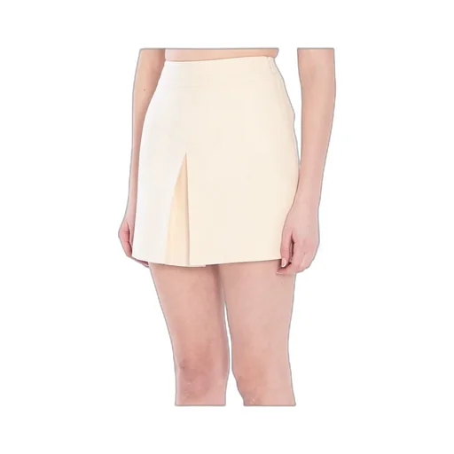 Trapeze Mini Skirt In Wool Silk Gabardine