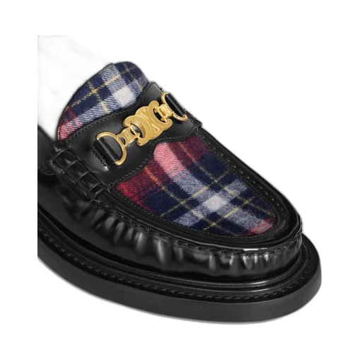 Université Triomphe Chain Loafer In Polished Bull And Tartan