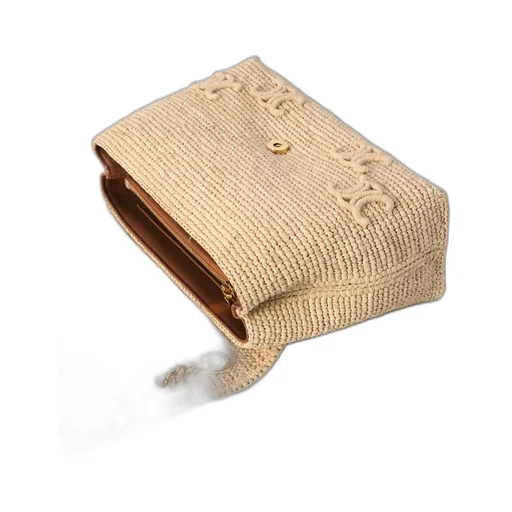 Medium Celine Victoire Bag In Raffia With Triomphe Embroideries