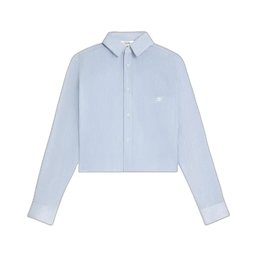Cropped Shirt In Striped Cotton Linen