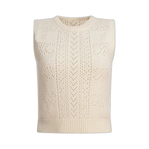 Crew Neck Sweater In Pointelle Cashmere