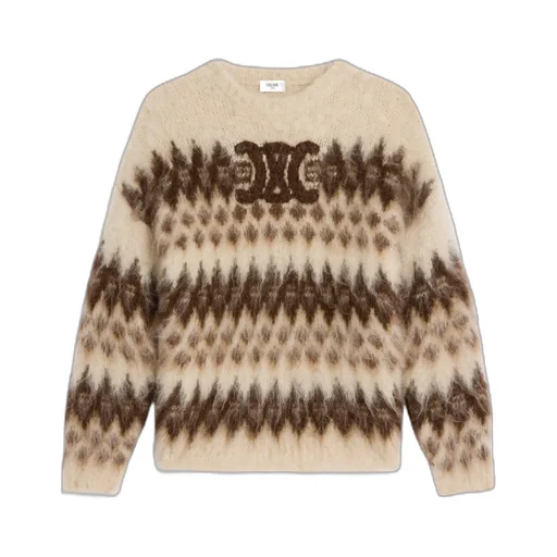 Crew Neck Sweater In Fair Isle Mohair