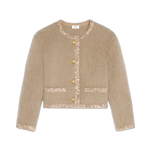 Embroidered Cardigan Jacket In Brushed Mohair