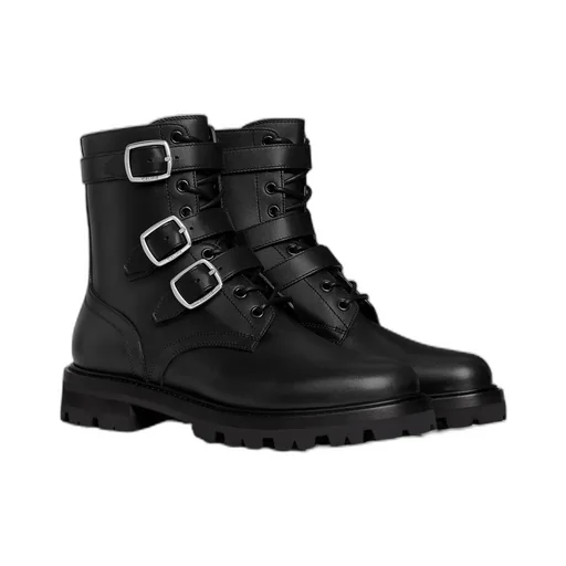 Maggie Buckle Zipped Boot In Shiny Bull