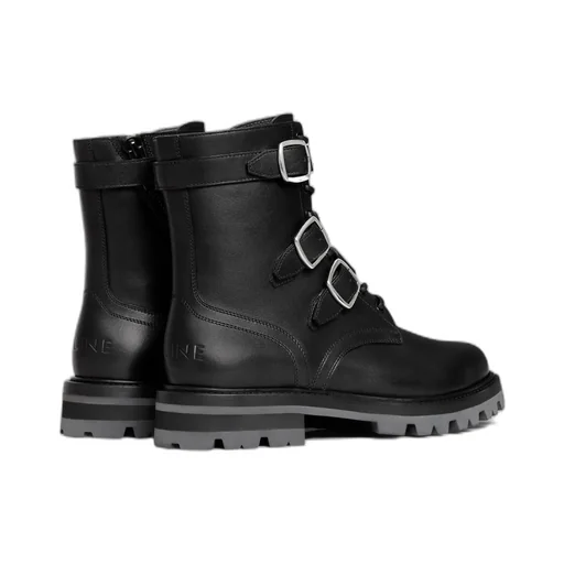Maggie Buckle Zipped Boot In Shiny Bull