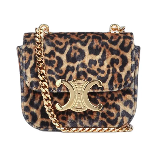 Mini Chain Claude In Textile With Leopard Print
