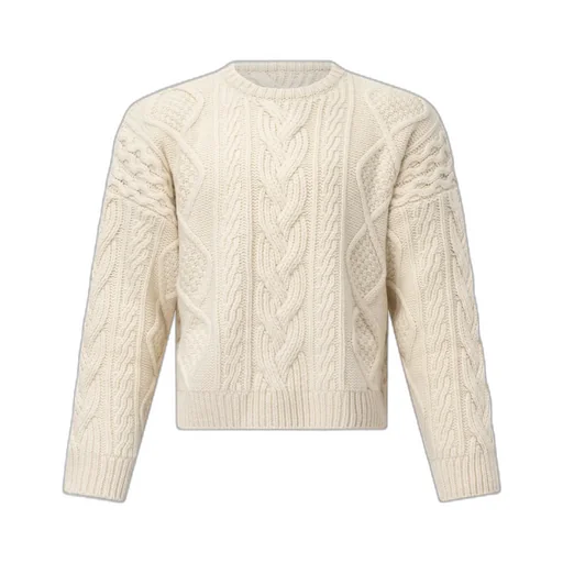 Oversized Crew Neck Sweater In Cashmere Aran