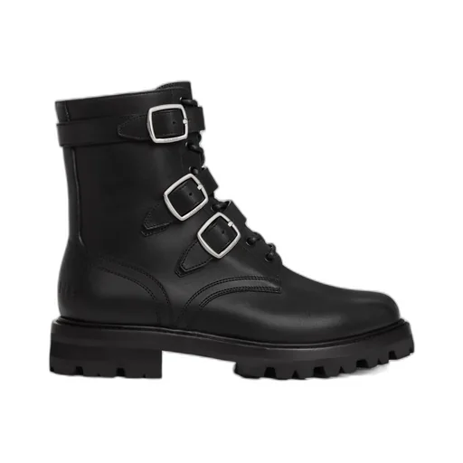 Maggie Buckle Zipped Boot In Shiny Bull