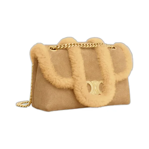 Teen Celine Victoire Bag In Suede Calfskin And Shearling