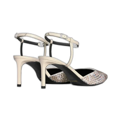 Kitten Strap Pump In Suede Goatskin With Strass & Lambskin