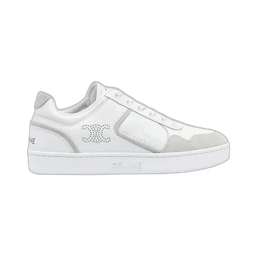 Ct-10 Celine Trainer Low Lace-Up Sneaker In Calfskin And Suede Calfskin