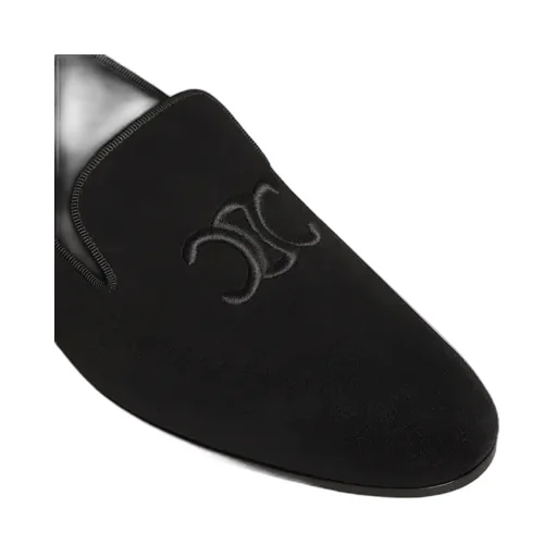 Triomphe Slippers In Suede Calfskin