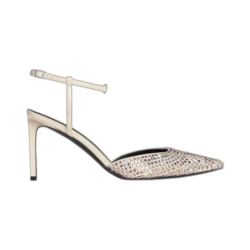 Kitten Strap Pump In Suede Goatskin With Strass & Lambskin
