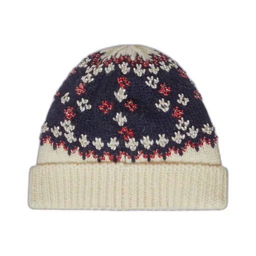 Embroidered Beanie In Fair Isle Wool