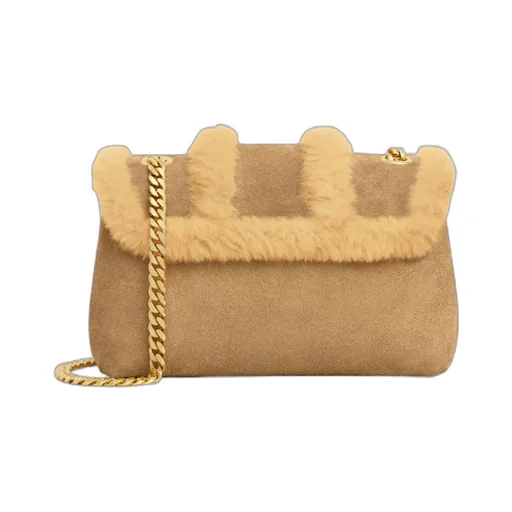 Teen Celine Victoire Bag In Suede Calfskin And Shearling
