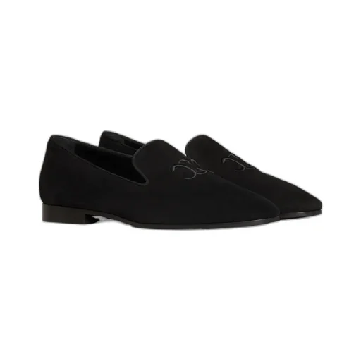 Triomphe Slippers In Suede Calfskin