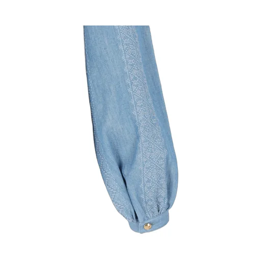 Embroidered Romy Blouse In Chambray Cotton