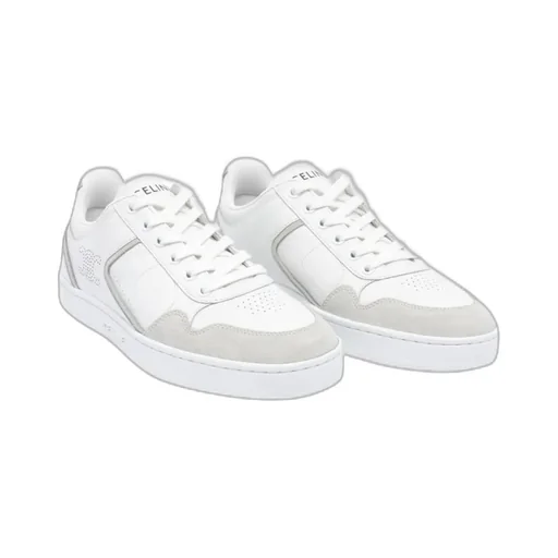 Ct-10 Celine Trainer Low Lace-Up Sneaker In Calfskin And Suede Calfskin