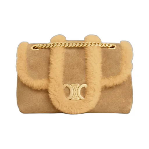 Teen Celine Victoire Bag In Suede Calfskin And Shearling