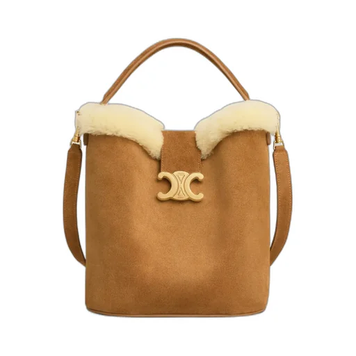 Medium Louise Bag In Suede Calfskin And Shearling
