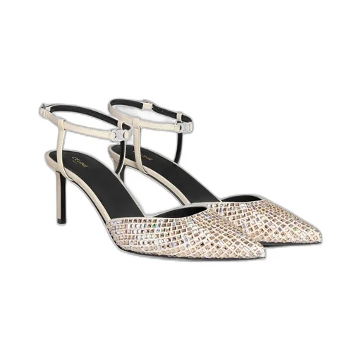 Kitten Strap Pump In Suede Goatskin With Strass & Lambskin