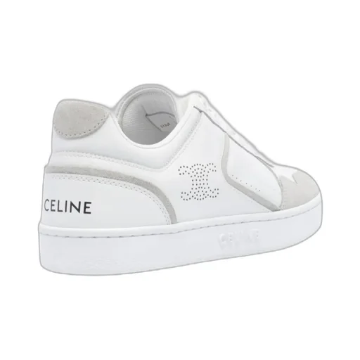Ct-10 Celine Trainer Low Lace-Up Sneaker In Calfskin And Suede Calfskin