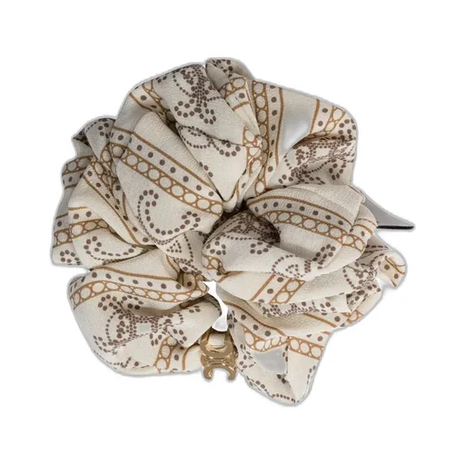 Scrunchy Blason In Silk And Brass With Gold Finish