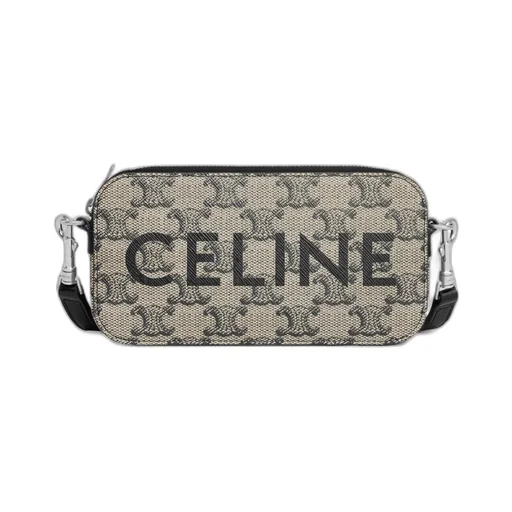 Horizontal Pouch In Triomphe Canvas With Celine Print