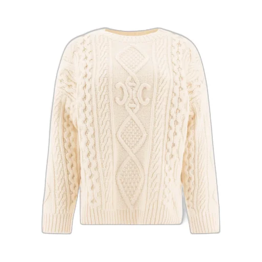 Crew Neck Sweater In Aran Cashmere And Wool