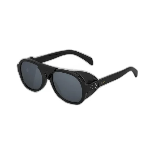 Black Frame 57 Sunglasses In Acetate With Leather