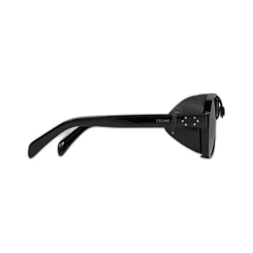 Black Frame 57 Sunglasses In Acetate With Leather
