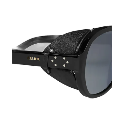 Black Frame 57 Sunglasses In Acetate With Leather