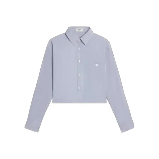 Cropped Shirt In Striped Cotton And Silk