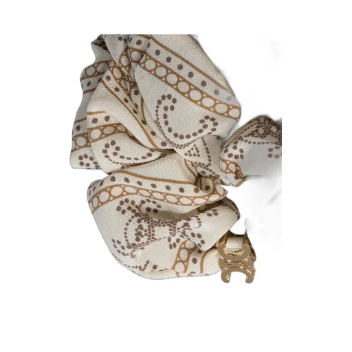 Scrunchy Blason In Silk And Brass With Gold Finish