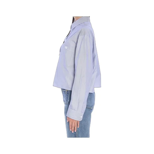 Cropped Shirt In Striped Cotton And Silk