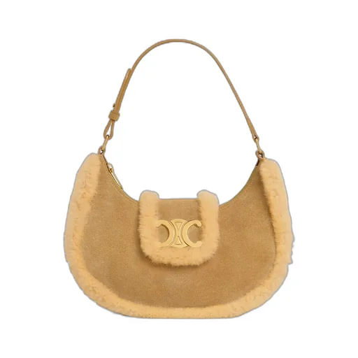 Medium Ava Triomphe Bag In Suede Calfskin And Shearling