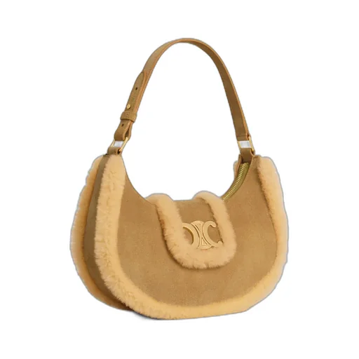 Medium Ava Triomphe Bag In Suede Calfskin And Shearling
