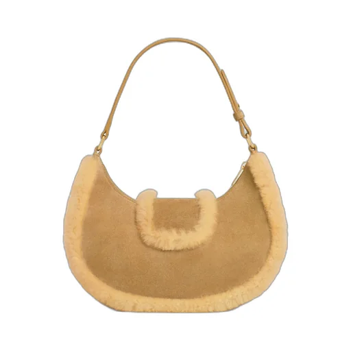 Medium Ava Triomphe Bag In Suede Calfskin And Shearling