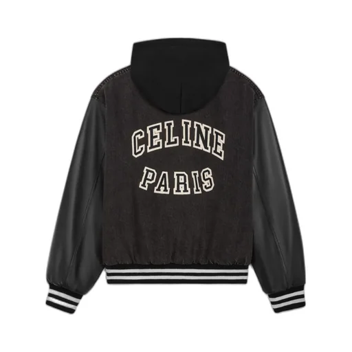 Loose Celine Teddy Jacket In Charcoal Wash Denim