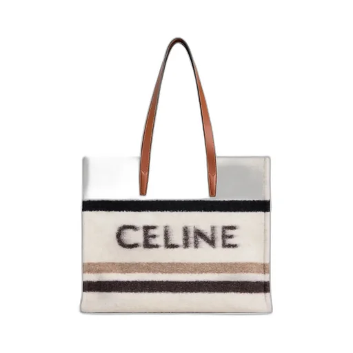 Large Cabas In Striped Textile With Celine Jacquard