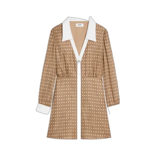 Mini Shirt Dress In Silk Twill