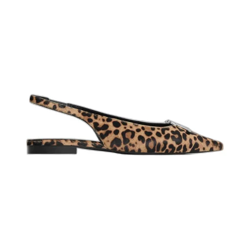 Alma Triomphe Flat Slingback In Leopard Printed Hairy Calfskin