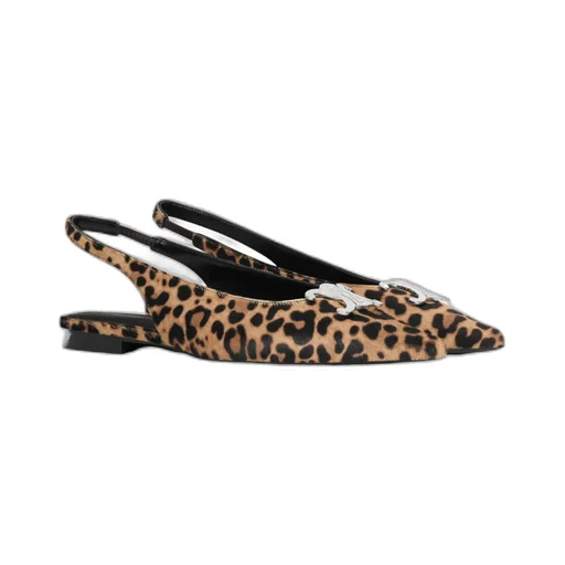 Alma Triomphe Flat Slingback In Leopard Printed Hairy Calfskin