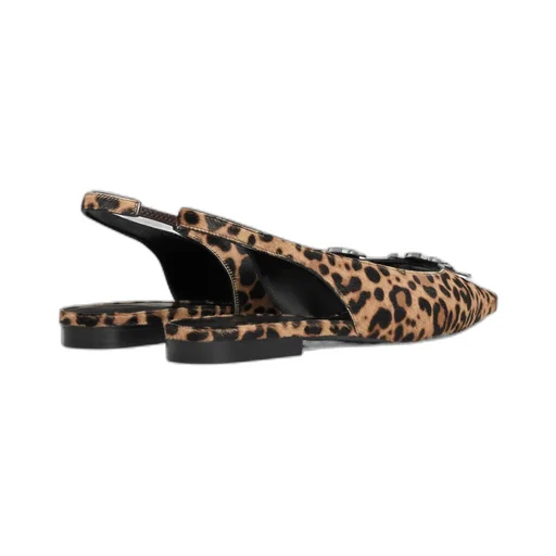 Alma Triomphe Flat Slingback In Leopard Printed Hairy Calfskin