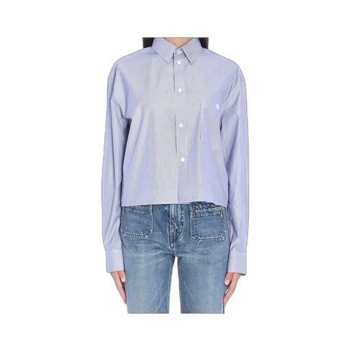 Cropped Shirt In Striped Cotton And Silk