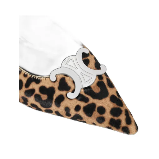 Alma Triomphe Flat Slingback In Leopard Printed Hairy Calfskin