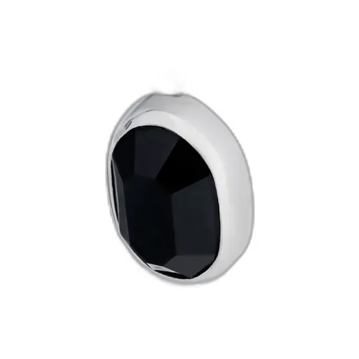 Bevelled Necklace In Onyx And Sterling Silver With Rhodium Finish