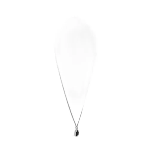 Bevelled Necklace In Onyx And Sterling Silver With Rhodium Finish