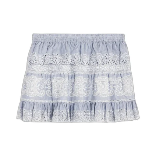 Embroidered Mini Skirt In Striped Cotton And Cashmere