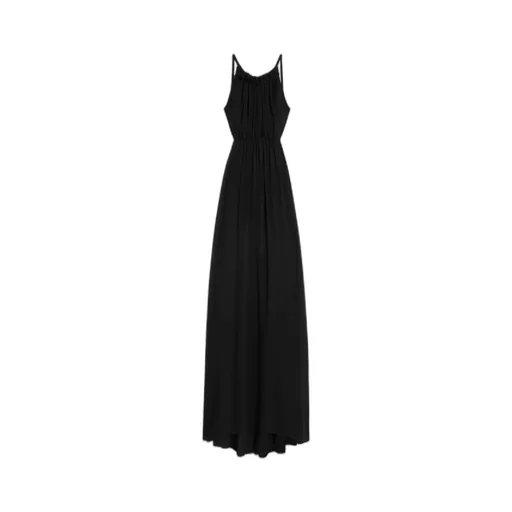 Long Open Back Dress In Silk Georgette